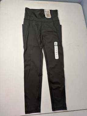 Xersion Women's High Rise 7/8 Ankle Leggings with Side Pockets - Black XS